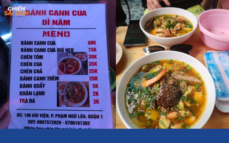 Review mới nhất về quán bánh canh cua Dì Năm ngay phố Bùi Viện 9 bánh canh cua dì năm