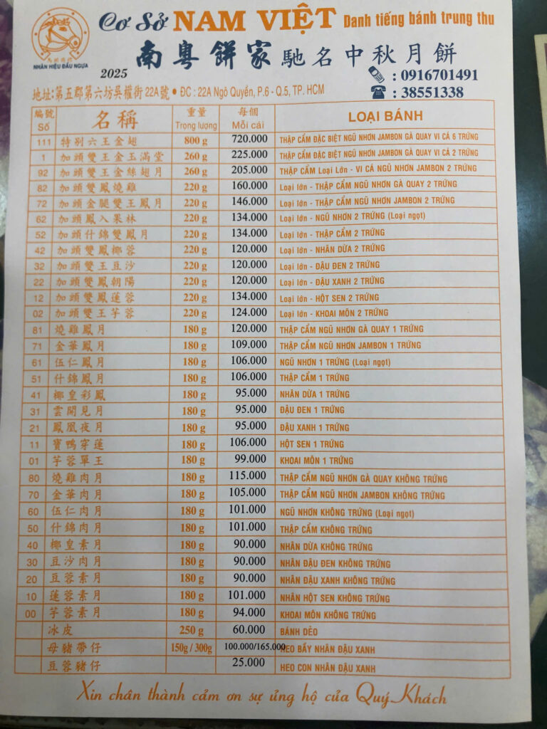Review mới nhất về tiệm bánh trung thu Nam Việt năm 2025 13 bánh trung thu nam việt