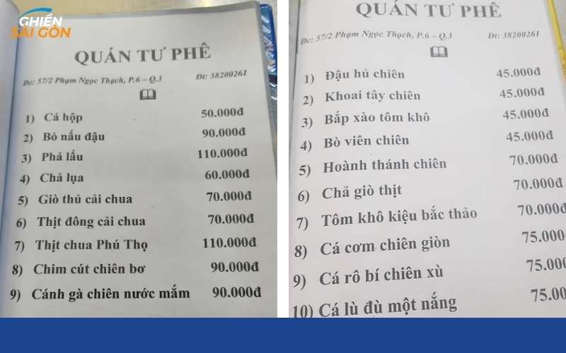 Quán Tư Phê Quán nhậu phục vụ các món bình dân, giá rẻ 9 quán tư phê