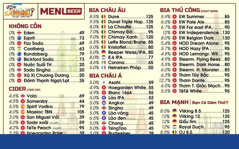 Tất tần tật về Tiệm Bia Bọt Tân Bình kèm menu và mức giá 10 tiệm bia bọt