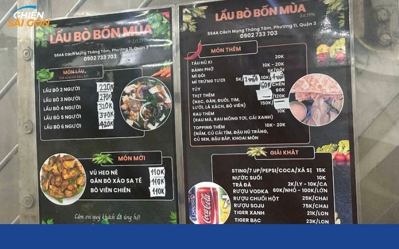 lẩu bò bốn mùa