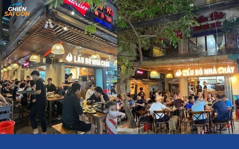 lẩu bò khu nhà cháy
